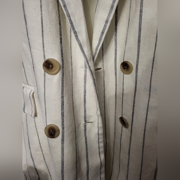 Oversized Linen Blend Double Breasted Blazer. Size 2x - Picture 5 of 9